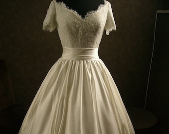 Custom Made Wedding Dress with Alencon French Lace Gathered Skirt Custom Made to your Measurements