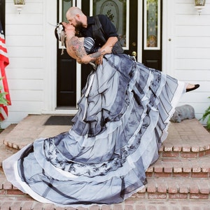 World Famous Gothic Wedding Dress in Black and White image 5