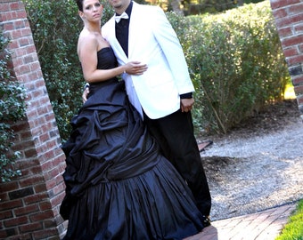 Elegant and Classy Taffeta Black Wedding Dress Strapless Gothic and Unique Bridal Gown by Award Winning Wedding Dress Fantasy