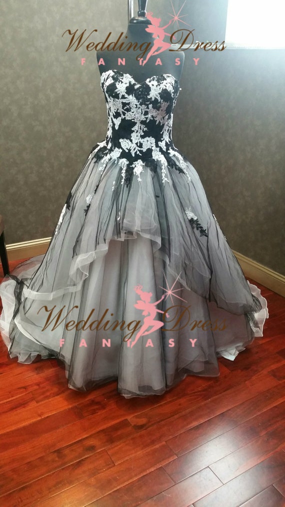 Stunning Gray Wedding Dress with Black and White Layers Etsy