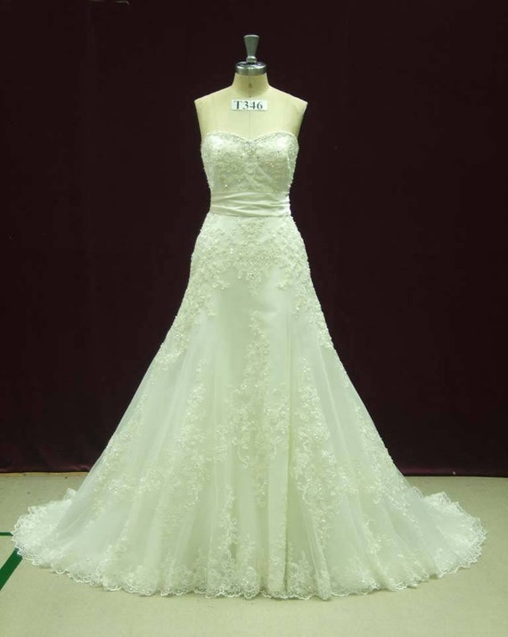 Strapless Lace Wedding Dress Sweetheart Neckline Wedding Etsy