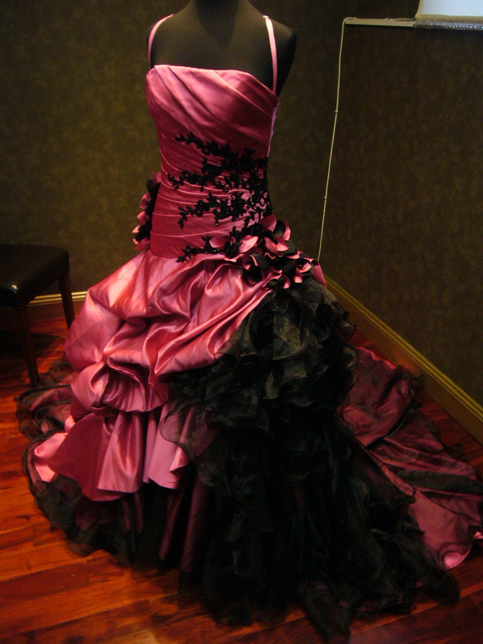 black and pink dress