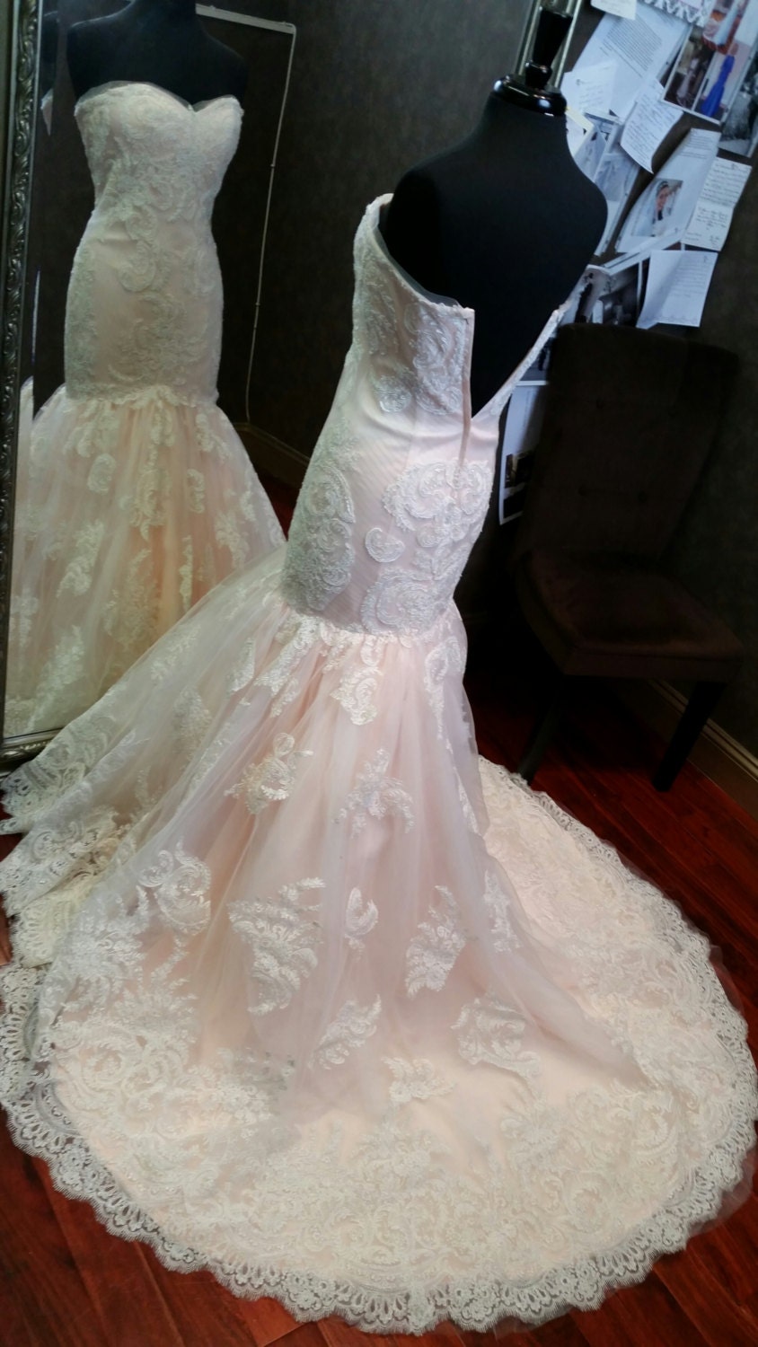 Blush mermaid wedding dress hotsell