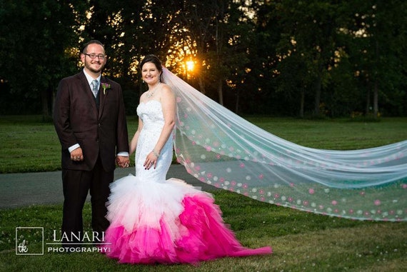 pink ombre wedding dress