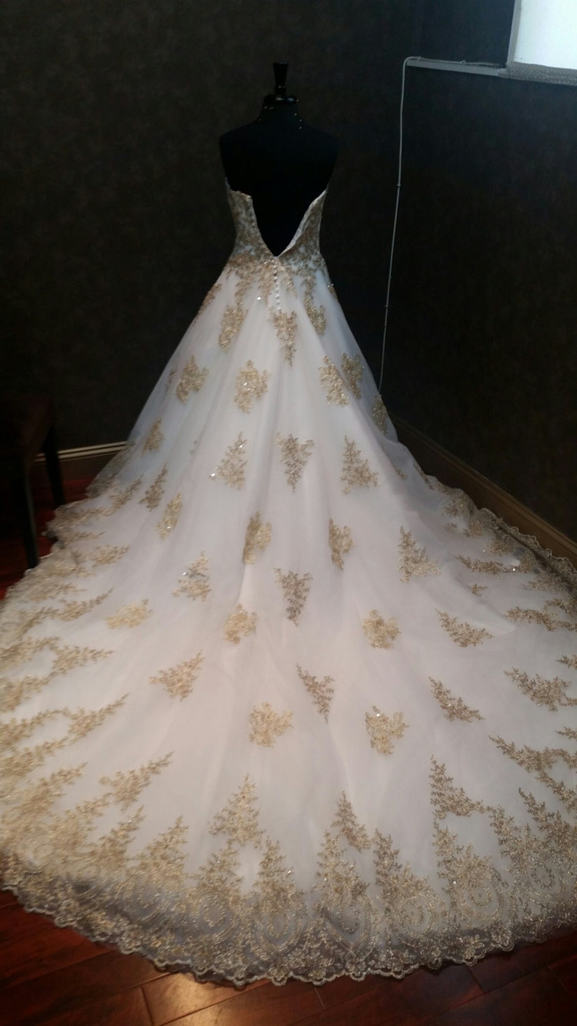 Gold and White Wedding Dress, Gold Wedding Dress, Gold Bridal Gown ...