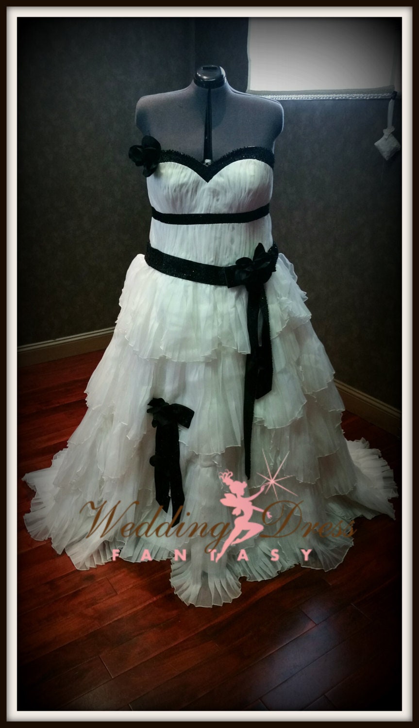Plus Size Black and White Wedding Dress Plus Sized Bridal | Etsy