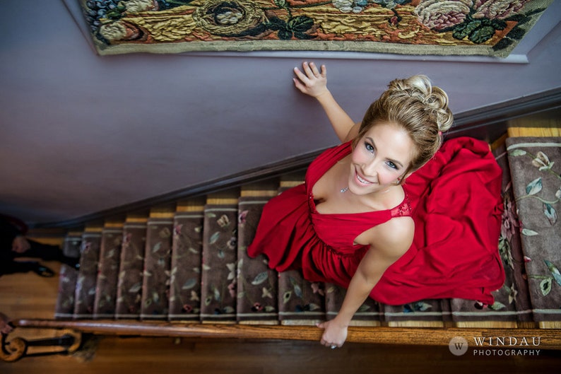 Elegant Red Wedding Dress, Red Bridal Gown, Red Wedding Gown image 2