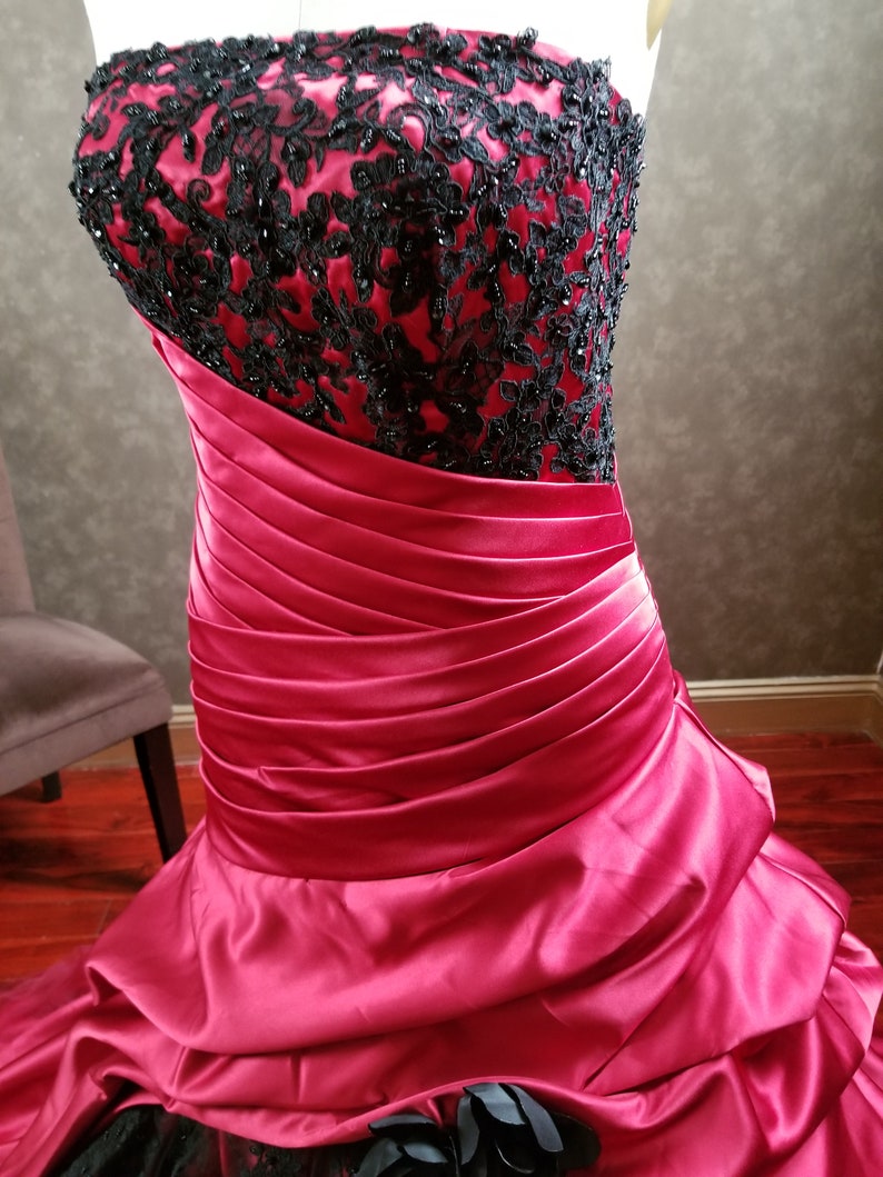 maroon and black wedding dress