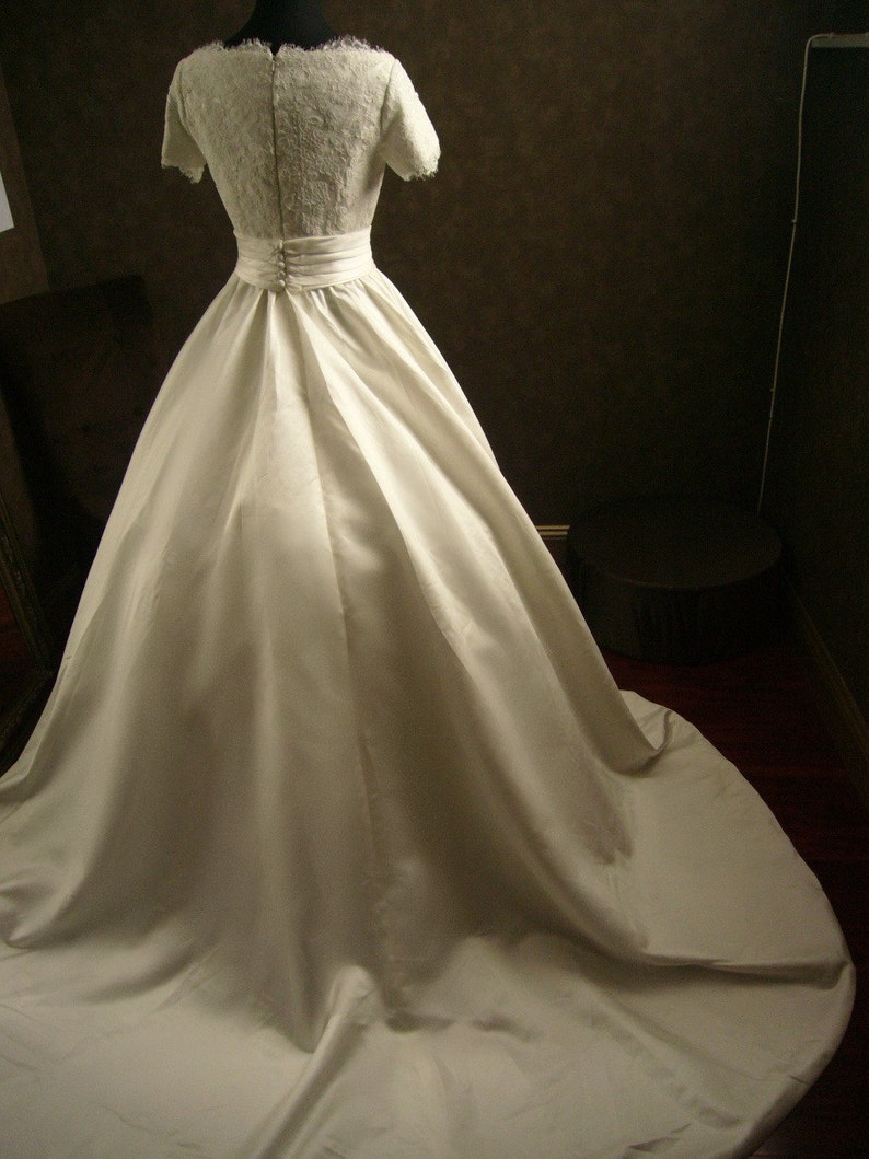 Custom Made Wedding Dress with Alencon French Lace Gathered Skirt Custom Made to your Measurements image 2