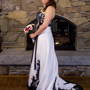 Stunning Black and White Bridal Gown Custom Made to your Measurements image 2