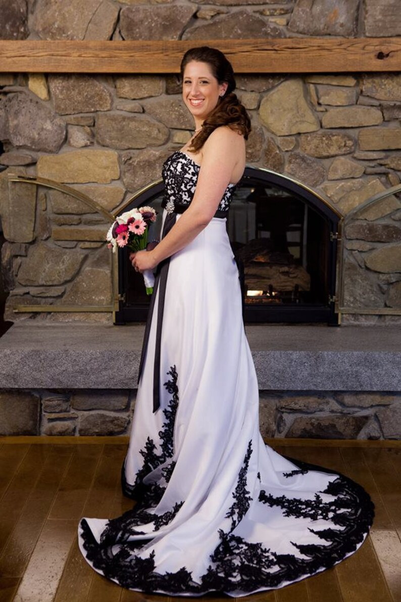 Stunning Black and White Bridal Gown Custom Made to your Measurements image 2