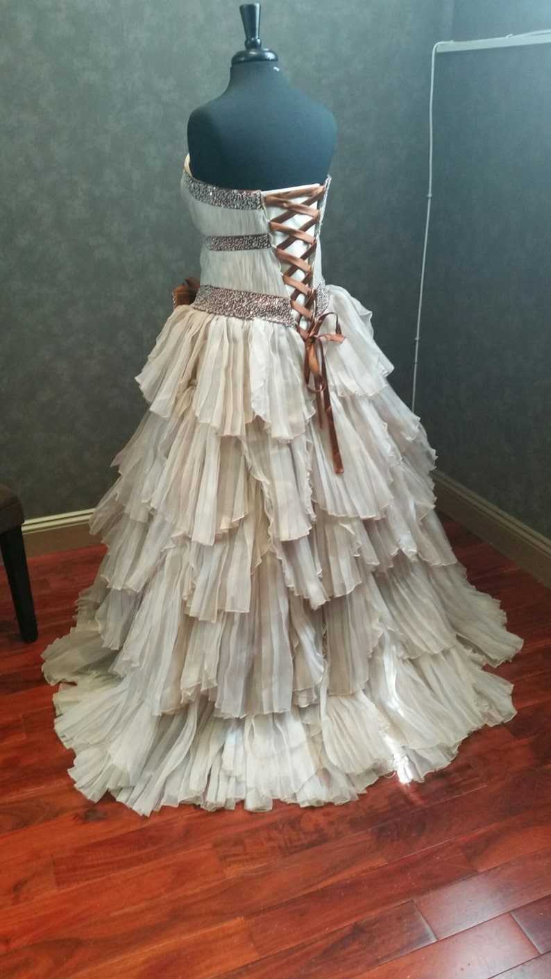 Steampunk Wedding Dress Custom Made Rustic Bridal Gown