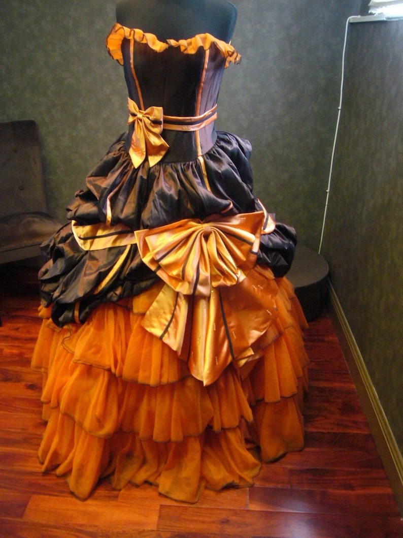 Orange and Brown Wedding Dress Halloween Wedding Dress Custom Made to your Measurements by Award Winning Bridal Salon image 1