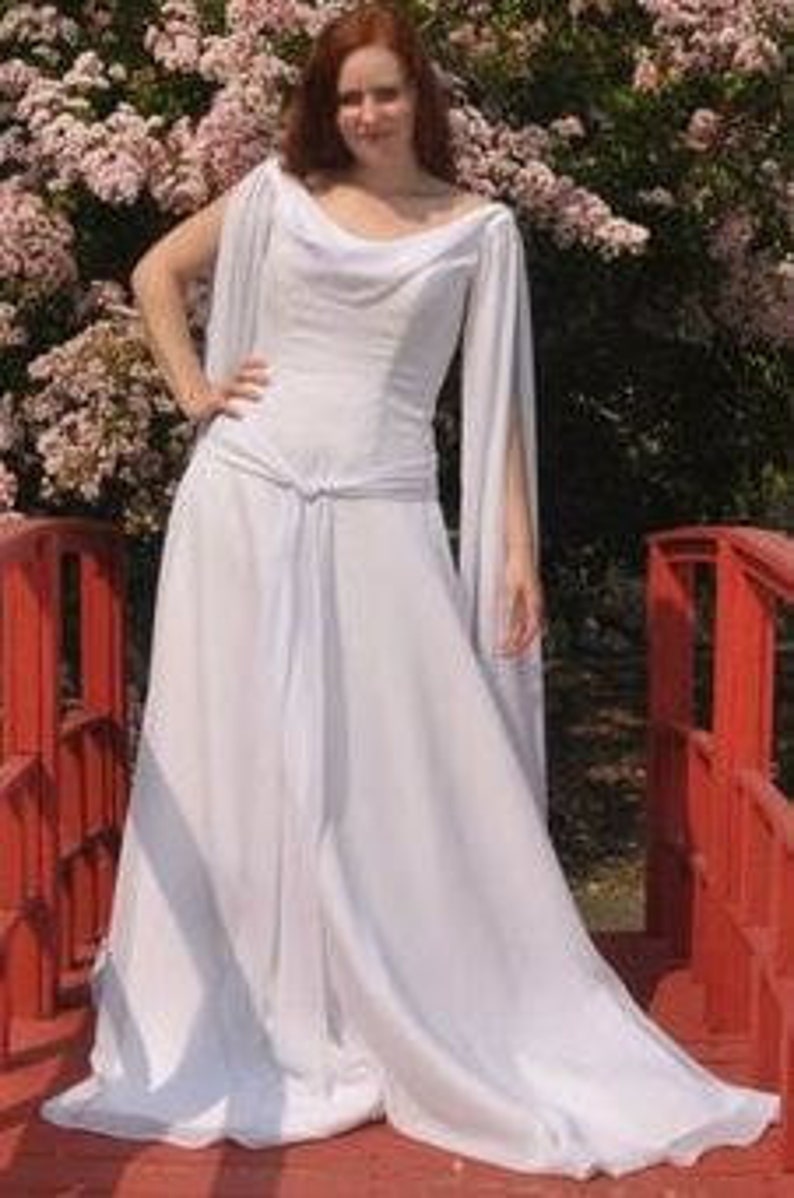 Celtic Wedding Dress with Chiffon Long Sleeves Bridal Gown from Award Winning Wedding Dress Fantasy image 1