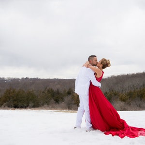 Elegant Red Wedding Dress, Red Bridal Gown, Red Wedding Gown image 4