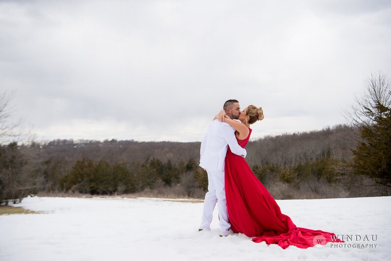 Elegant Red Wedding Dress, Red Bridal Gown, Red Wedding Gown image 4