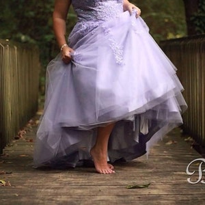 Lilac Wedding Dress Strapless with Lace A-line Colorful Lavender Bridal Gown Handmade to your Measurements Floor Length image 5