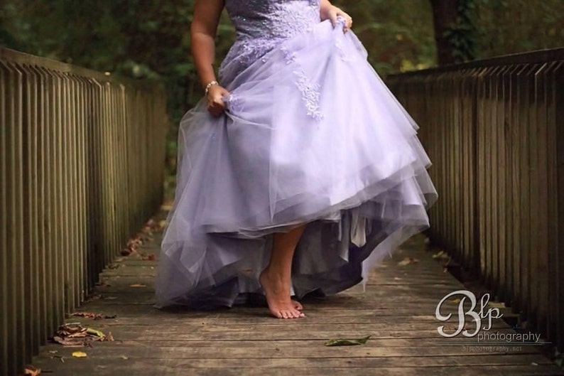 Lilac Wedding Dress Strapless with Lace A-line Colorful Lavender Bridal Gown Handmade to your Measurements Floor Length image 5