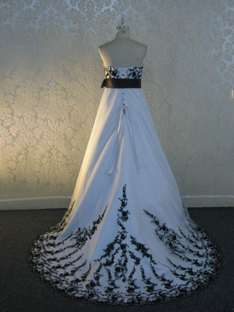 Stunning Black and White Bridal Gown Custom Made to your Measurements image 4