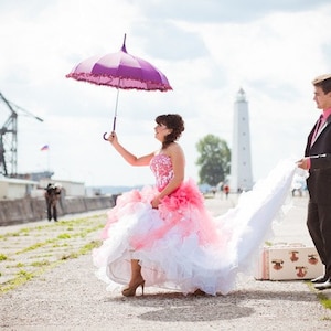 Dip Dye Wedding Dress, Pink Ombre Wedding Dress, Pink Wedding Dress, Pink Wedding Gown, Pink Bridal Gown image 5