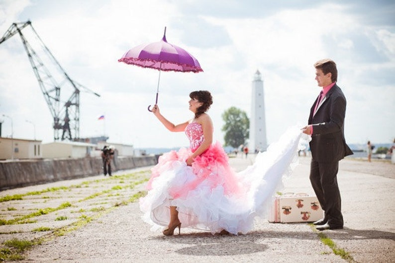 Dip Dye Wedding Dress, Pink Ombre Wedding Dress, Pink Wedding Dress, Pink Wedding Gown, Pink Bridal Gown image 5