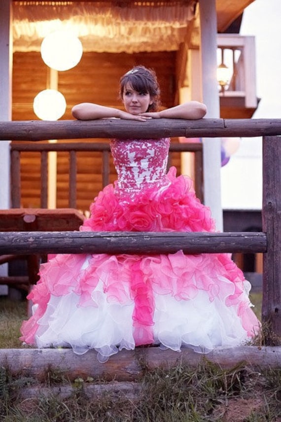 pink ombre wedding dress