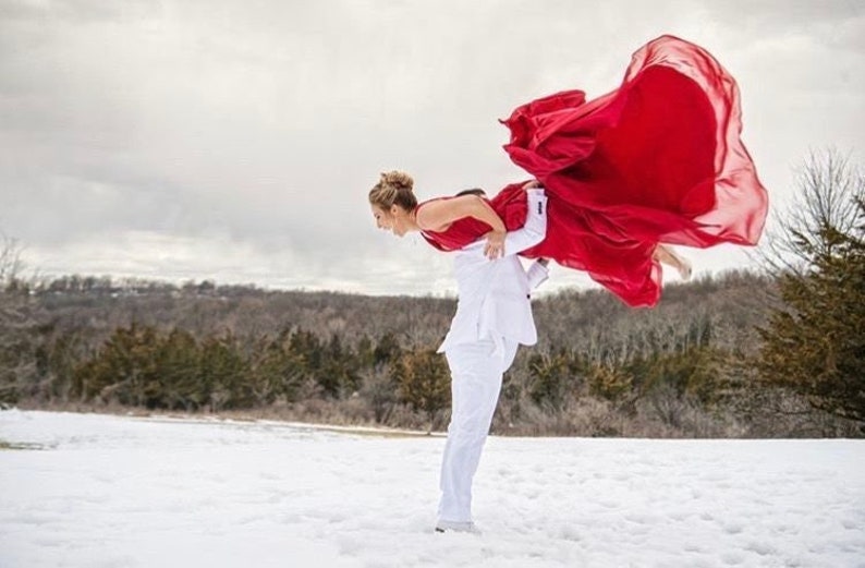 Elegant Red Wedding Dress, Red Bridal Gown, Red Wedding Gown image 1