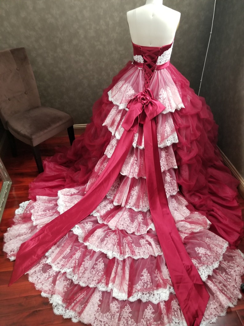 Red Wedding Dress Red Bridal Gown Victorian Wedding Dress Etsy