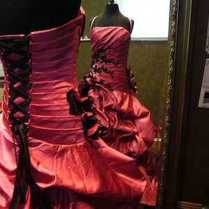 Pink and Black Wedding Dress Gothic Bridal Gown Custom Made to Your ...