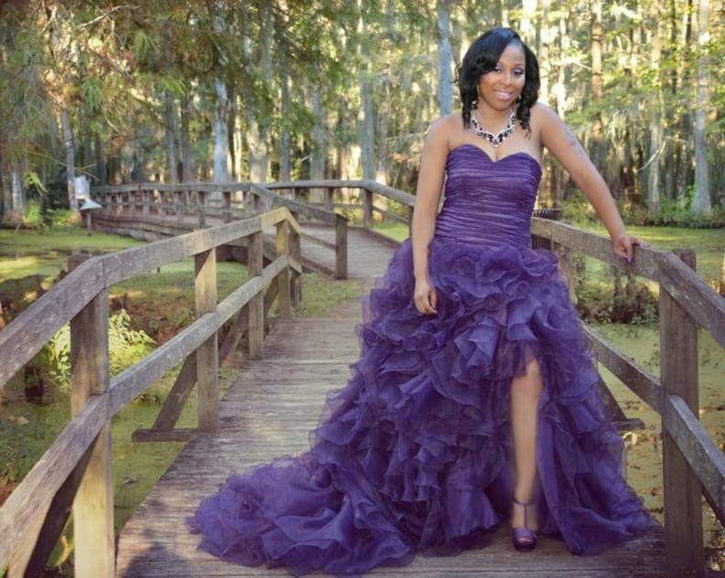 Purple Wedding Dress with Sexy Slit Sweetheart Neckline by Award Winning Wedding Dress Fantasy image 1