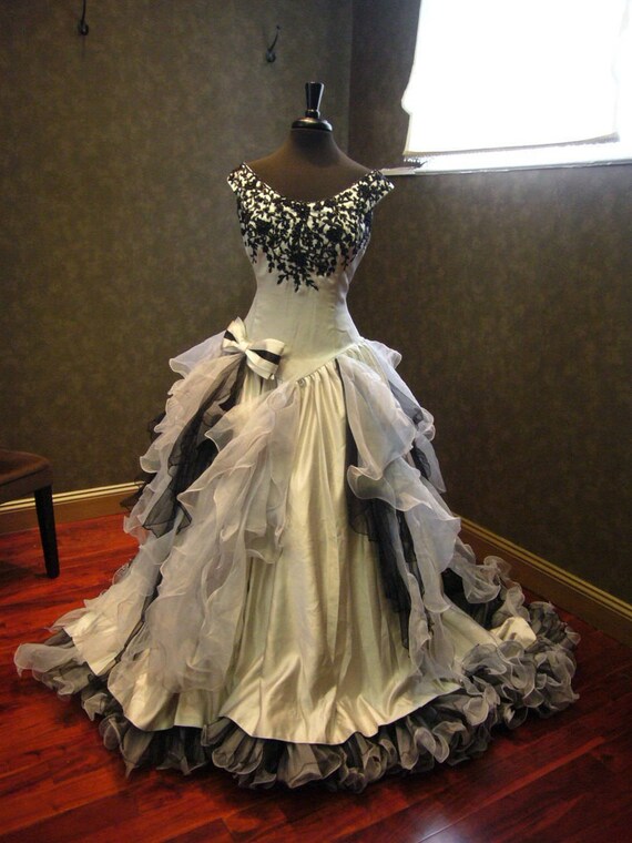 etsy black wedding dress