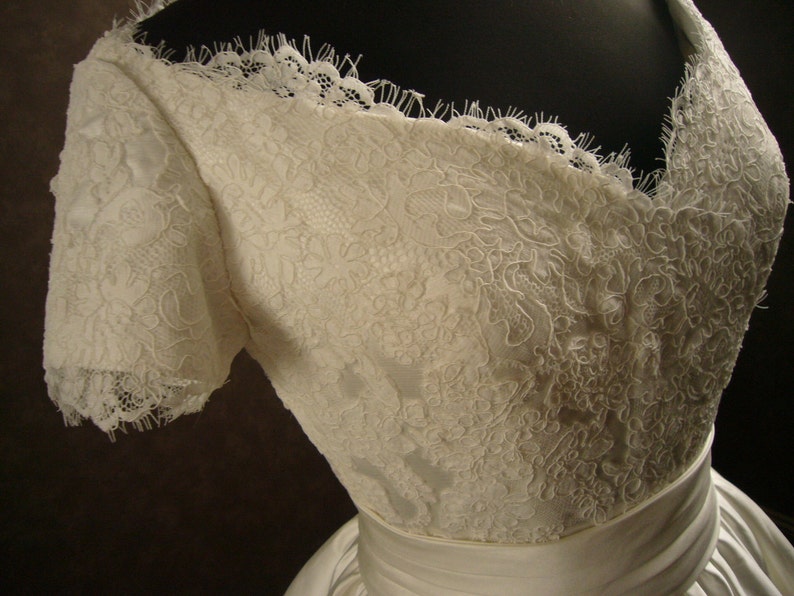 Custom Made Wedding Dress with Alencon French Lace Gathered Skirt Custom Made to your Measurements image 3