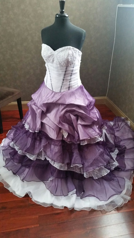 ivory and purple wedding dress