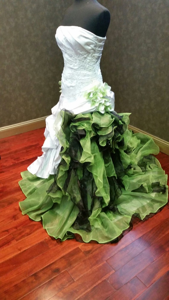 Dip Dye White And Green Wedding Dress Available In Many Colors