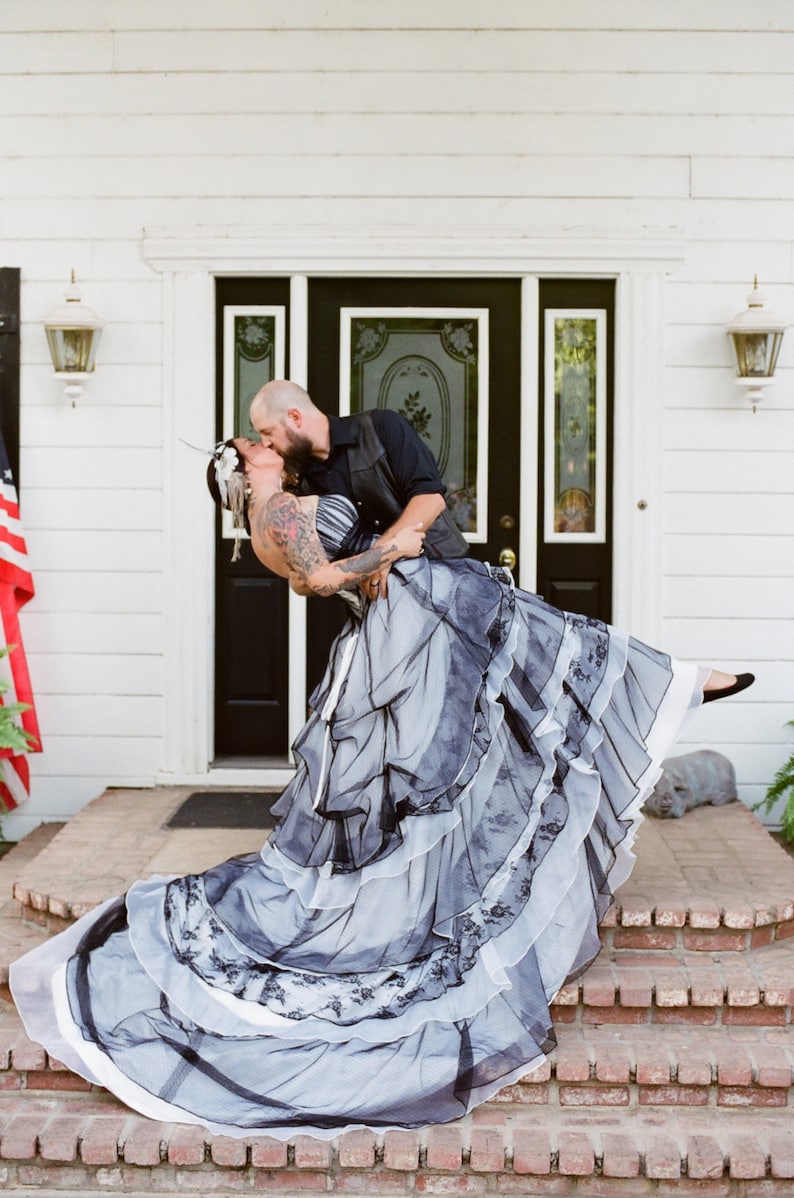 World Famous Gothic Wedding Dress in Black and White image 5