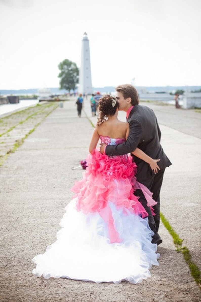 Dip Dye Wedding Dress, Pink Ombre Wedding Dress, Pink Wedding Dress, Pink Wedding Gown, Pink Bridal Gown image 3