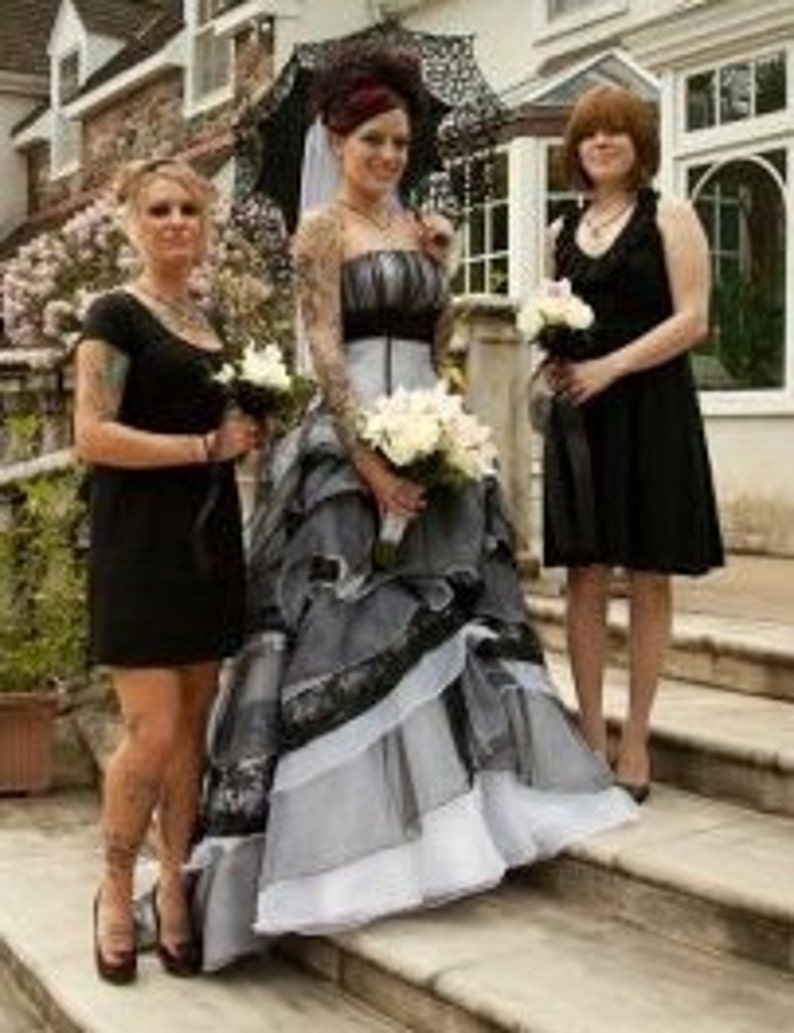 World Famous Gothic Wedding Dress in Black and White image 2