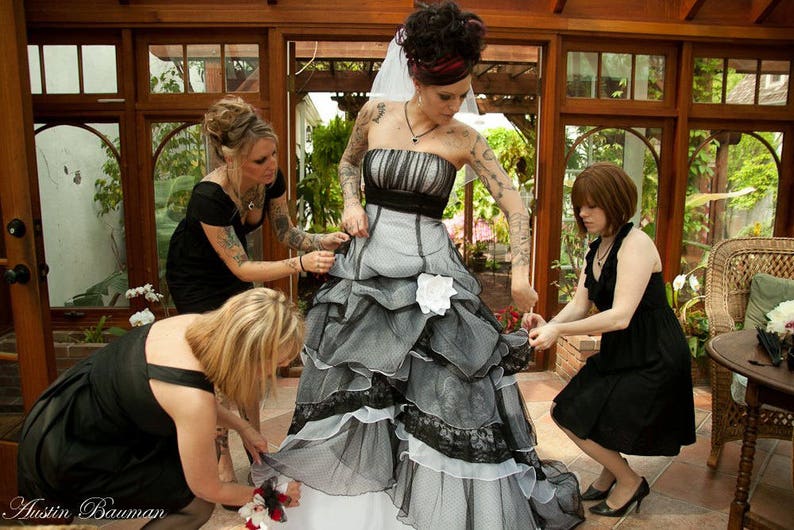World Famous Gothic Wedding Dress in Black and White image 1