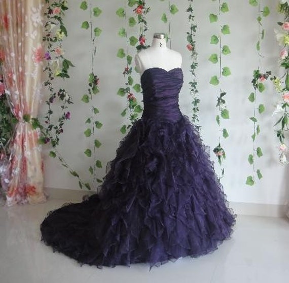 White and purple wedding dress plus size cheap