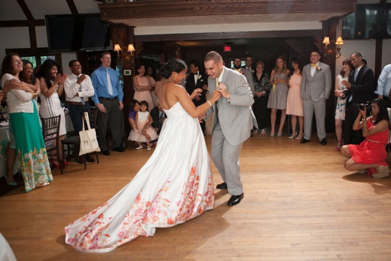 A Hand Painted Floral Wedding Dress & Nature Inspired Wedding at