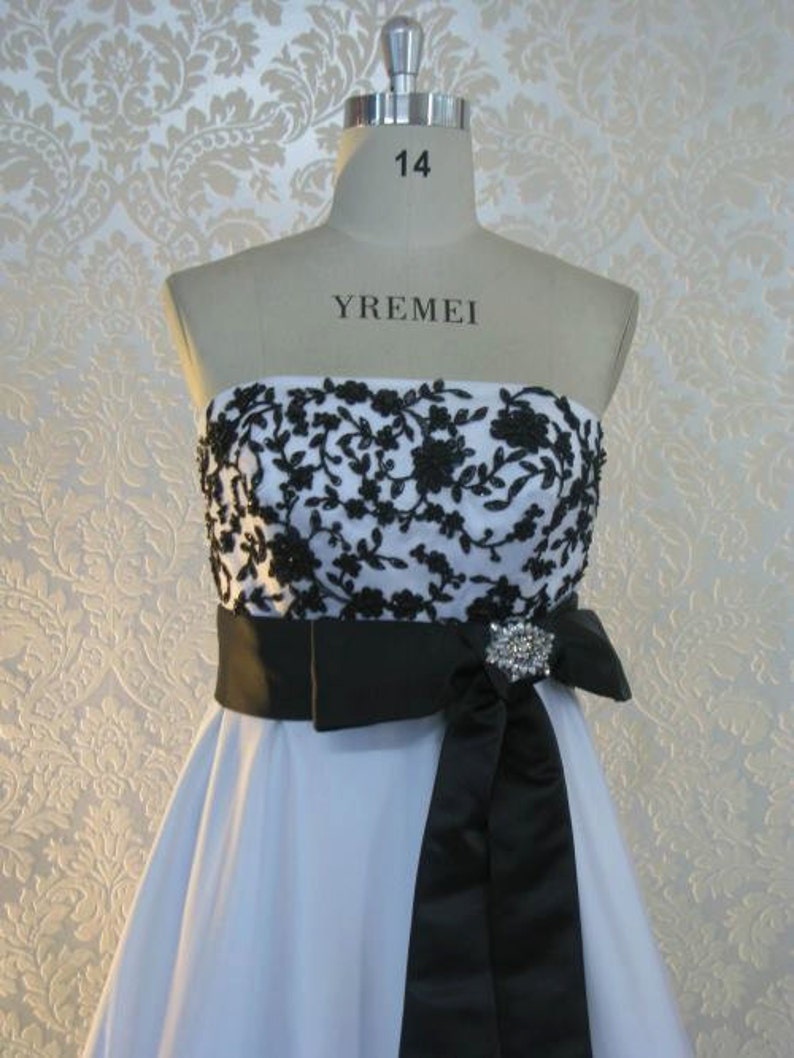 Stunning Black and White Bridal Gown Custom Made to your Measurements image 3