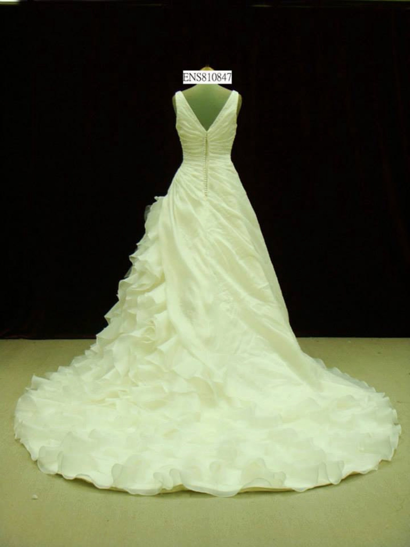 Organza Pleated Wedding Dress With Straps, Wedding Dress