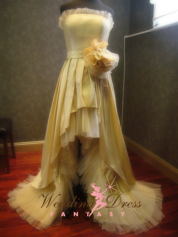 Items similar to Champagne Wedding Dress with High Low Hem Light Gold