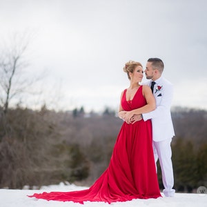 Elegant Red Wedding Dress, Red Bridal Gown, Red Wedding Gown image 6