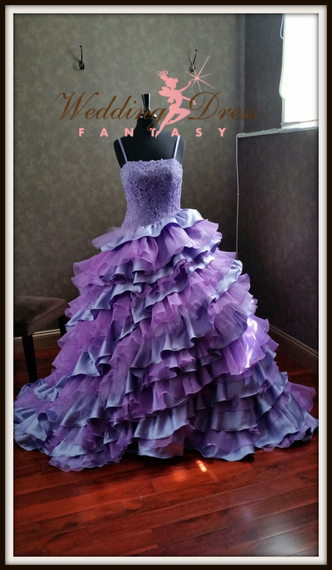 Orchid and Lilac Purple Wedding Dress With Straps, Purple Ballgown ...