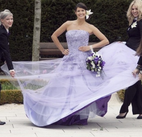 Lilla matrimonio abito senza spalline con pizzo-line colorato | Etsy Italia