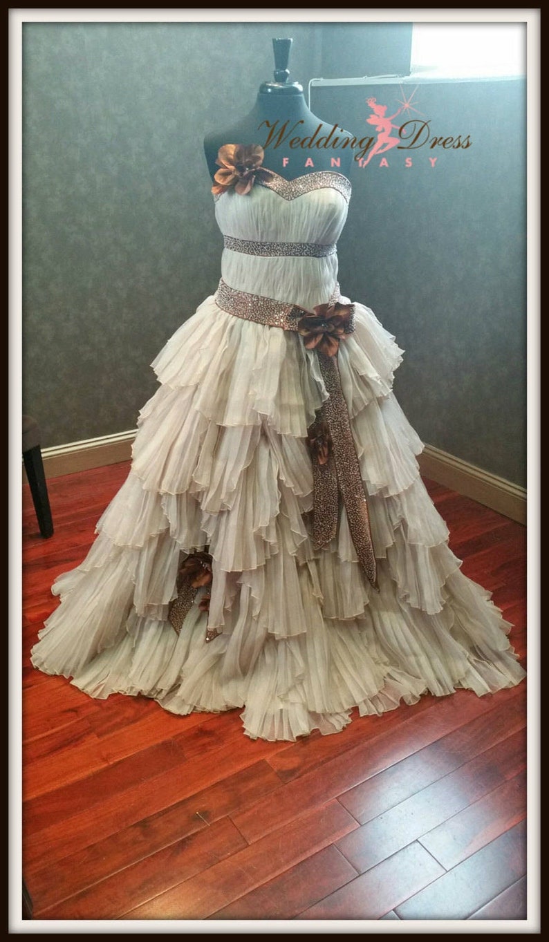 Steampunk Wedding Dress Custom Made Rustic Bridal Gown with Optional Sprockets and Gears image 1