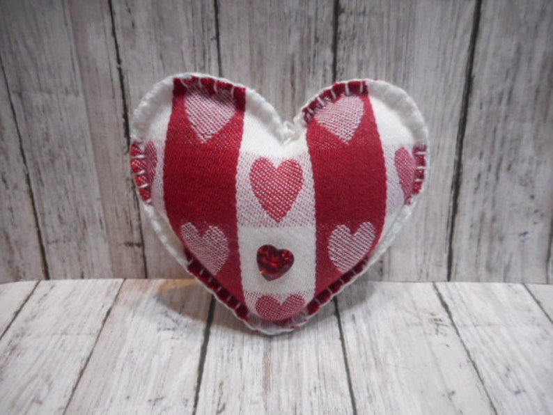 Country Decor, Valentines Gift Heart Ornaments Set of 3 Hearts