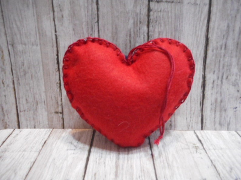 Country Decor, Valentines Gift Heart Ornaments Set of 3 Hearts