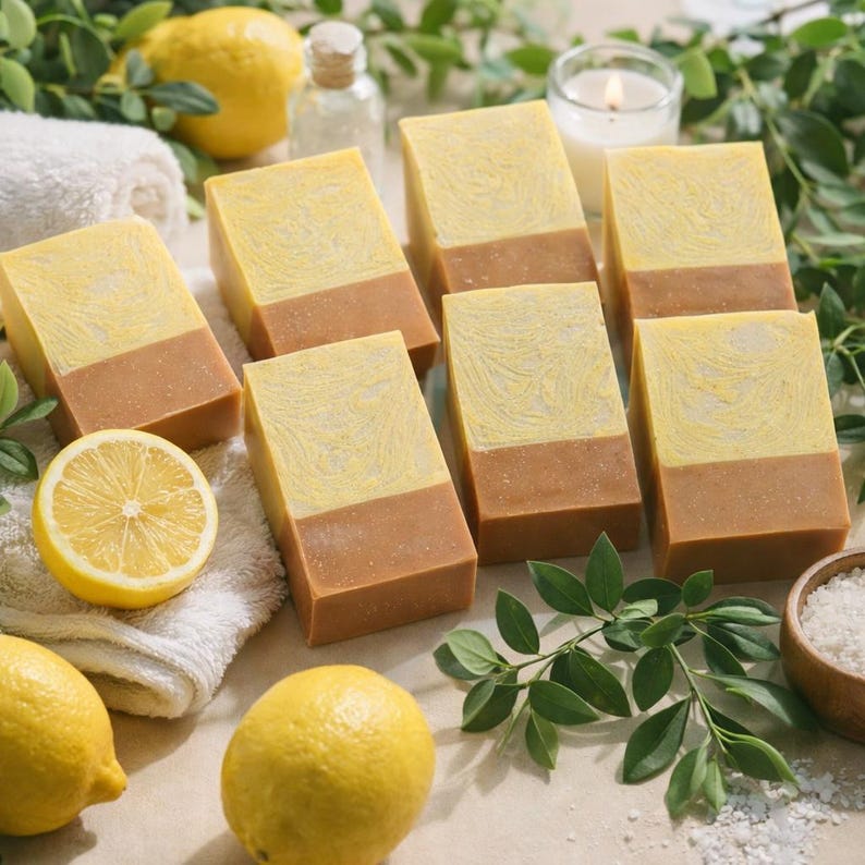 handmade-lemon-bar-soap-shea-butter-coconut-milk-etsy